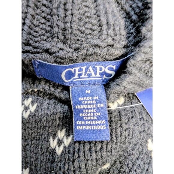 NWT Chaps Ski Sweater Black Fair Isle Winter Pullover Size M - Picture 7 of 8